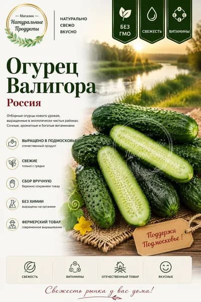 Огурцы Валигора, короткоплодные, салатные, 1 кг хрустящие, сладкие, без горечи