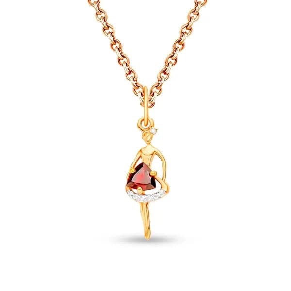 Подвеска на шею с гранатами и фианитами из красного золота 375 пробы 585GOLD