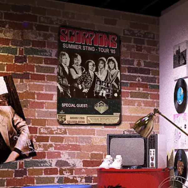 Металлическая картина прямоугольная 30 20 см с изображением группы Scorpions