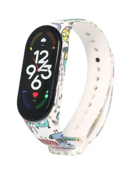 Ремешок для Xiaomi Mi Band 5 6 7 для фитнес-браслета силиконовый с рисунком