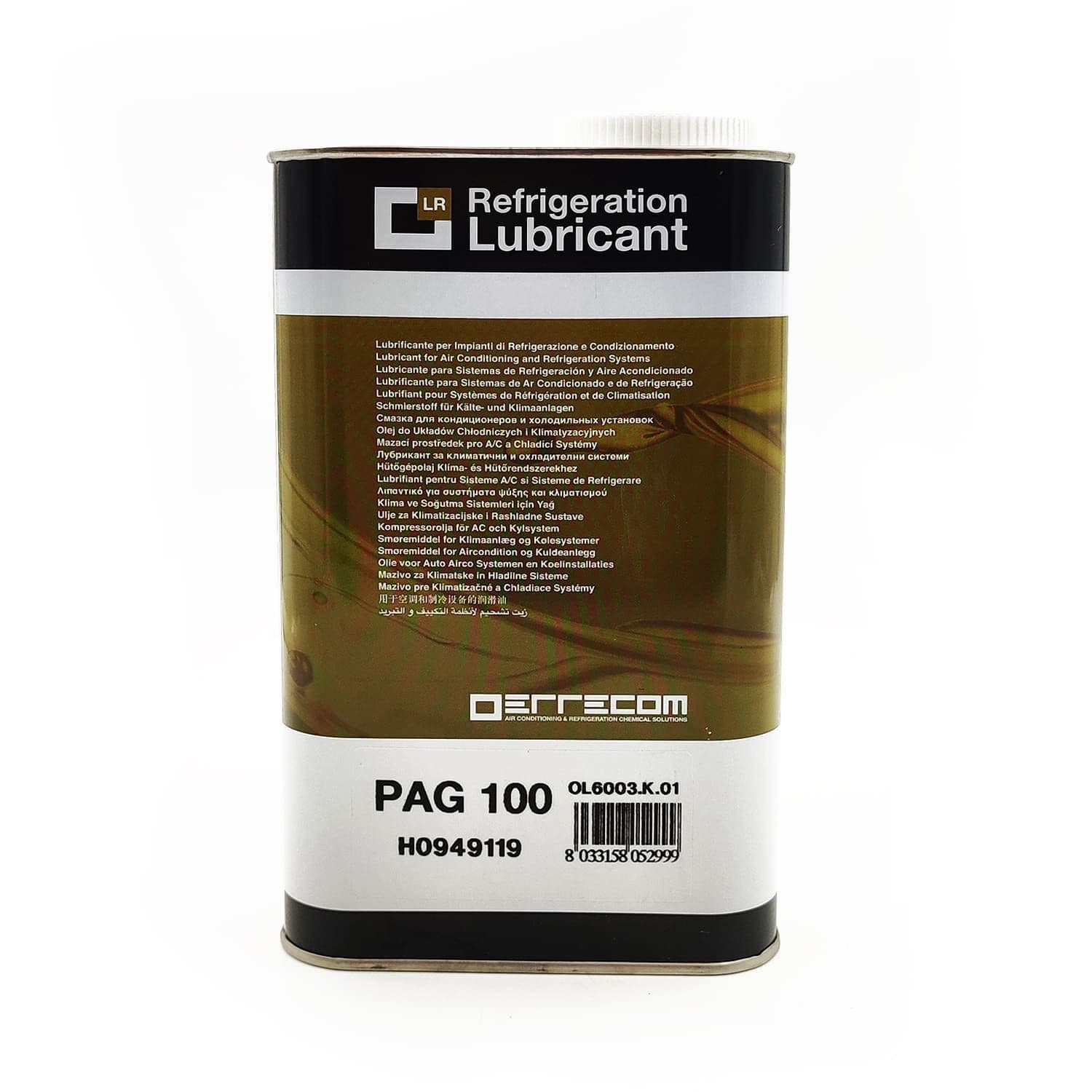 Масло ERRECOM PAG 100 для автокондиционеров 1 литр (OL6003.K.01) METAL TANK