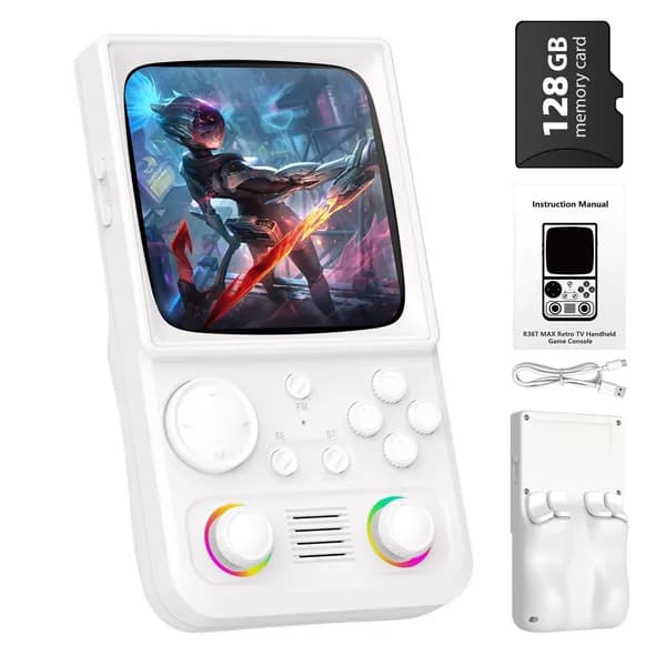 AISLPC R36T MAX ретро - портативная игровая приставка, 128 ГБ карты памяти 22000 + игры, 4,0 - дюймовый полноэкранный CRT ретро - дисплей с разрешением 720720 пикселей, 4000 мАч, двойной 3D джойстик