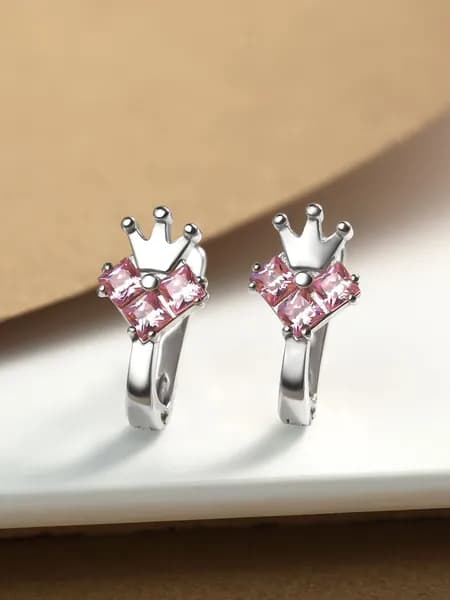 Детские серьги корона серебро 925 с фианитами