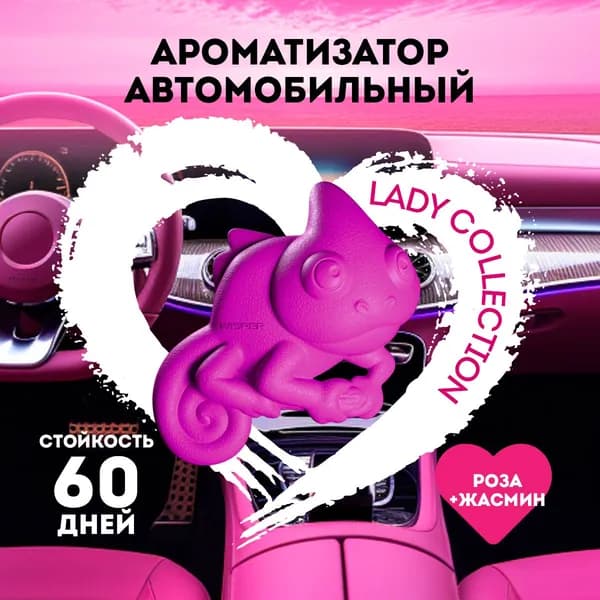 Ароматизатор антистресс для автомобиля Wisper GekoFan Pink, автопарфюм в машину, освежитель воздуха