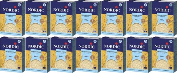 Хлопья Nordic овсяные, комплект: 14 упаковок по 500 г