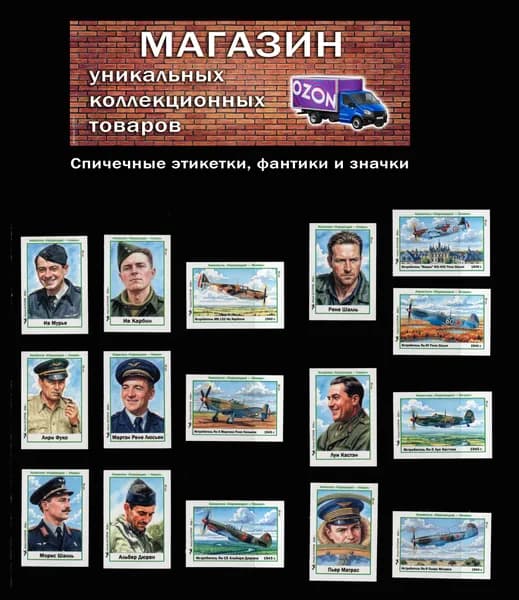 Спичечные этикетки. Легендарный авиаполк Нормандия-Неман (3). Авиация. Редкий коллекционный набор.