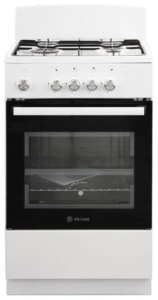 de luxe 5040.48Г (Щ) Плита газовая белый, конфорок 4 шт, духовка 43 л, 50 см x 85 см x 50 см