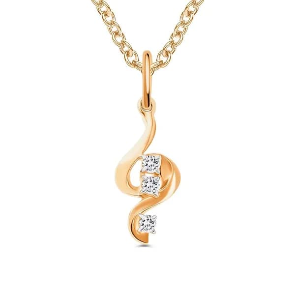 Подвеска на шею с фианитами из красного золота 375 пробы 585GOLD