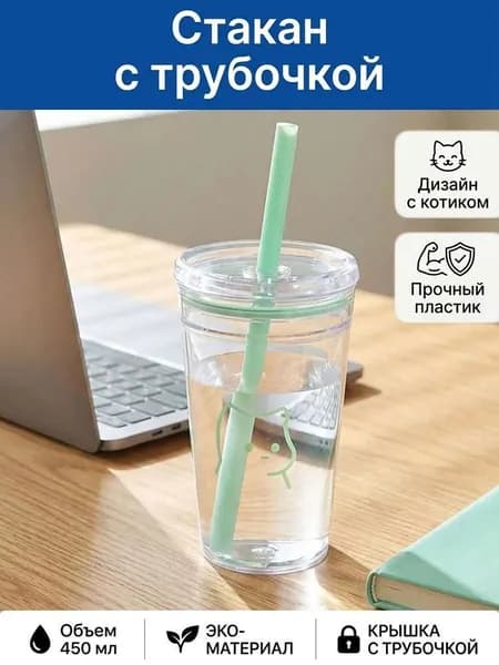 Новая пластиковая бутылка для воды 2026 с соломинкой, большая емкость, стильная, портативная, для школьников и студентов