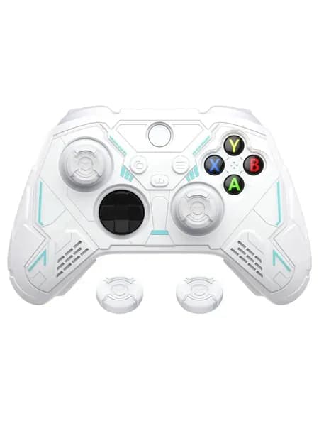 PlayVital Силиконовый чехол Stellar Mecha для контроллера Xbox Series X/S, антискользящий с накладками на стики, белый/серый