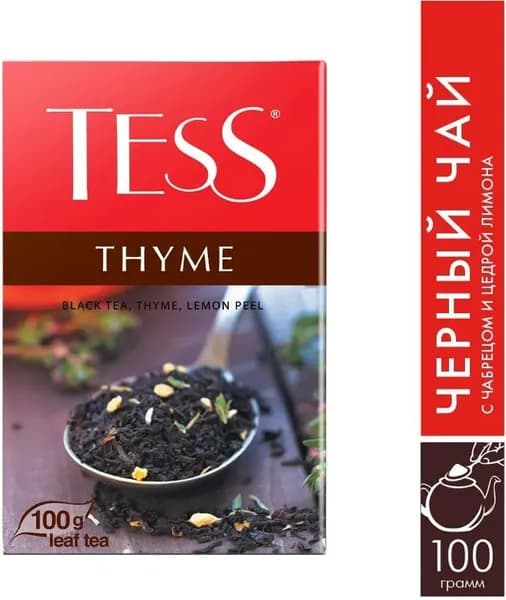 Чай черный листовой Tess Thyme с чабрецом , 100 г