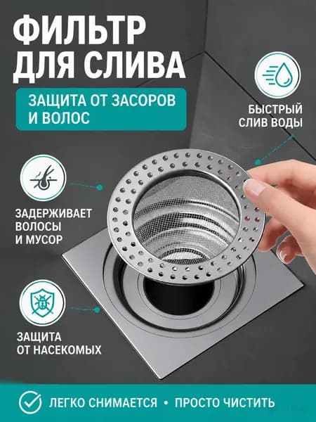 Фильтр для слива душа от волос и засоров, нержавеющая сетка для душевого трапа, защита от засорения канализации, кухонный и ванный сливной фильтр, антизасор для ванной комнаты