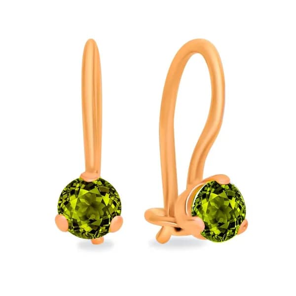 Серьги женские с хризолитами из красного золота 585 пробы 585GOLD