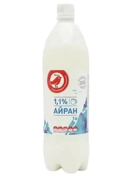 Напиток кисломолочный Айран АШАН Красная птица 1,1% БЗМЖ охлажденный 1 л