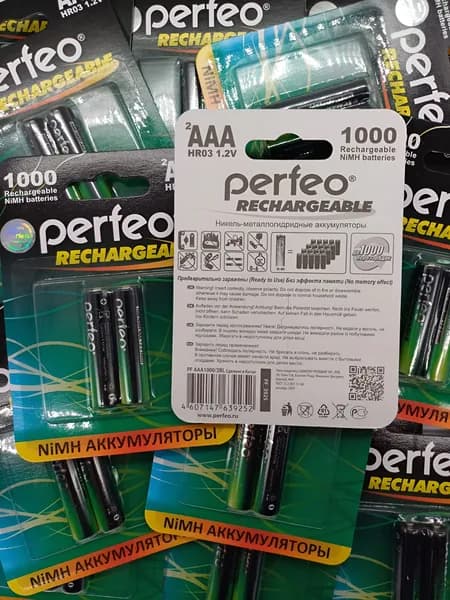 Аккумуляторы ААА Perfeo Ni-MH 1000mAh, мизинчиковые аккумуляторные батарейки