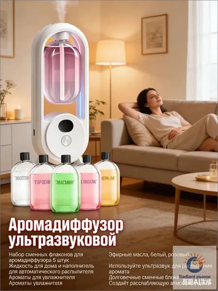 Аромадиффузор ультразвуковой 整理产品信息，包括产品名称，产品材质，核心卖点，适用人群，使用场景, коричнево-красный