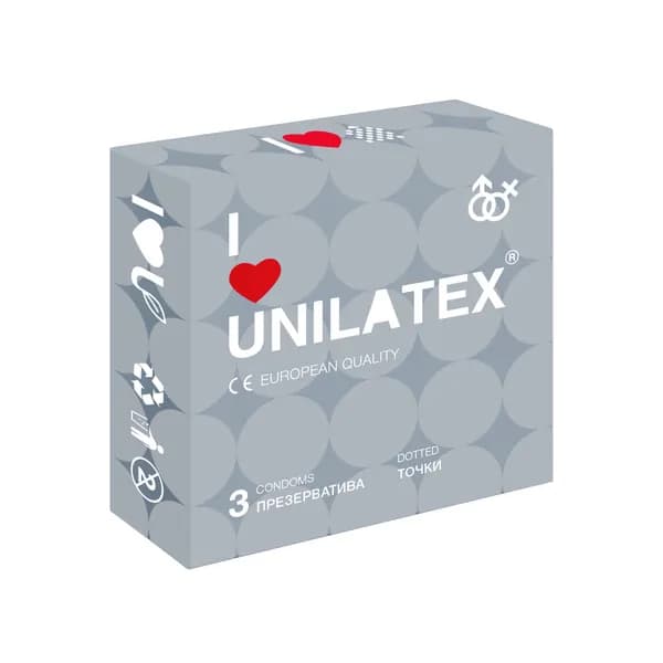 Презервативы Unilatex Dotted пупырчатые 3 шт, для ярких ощущений