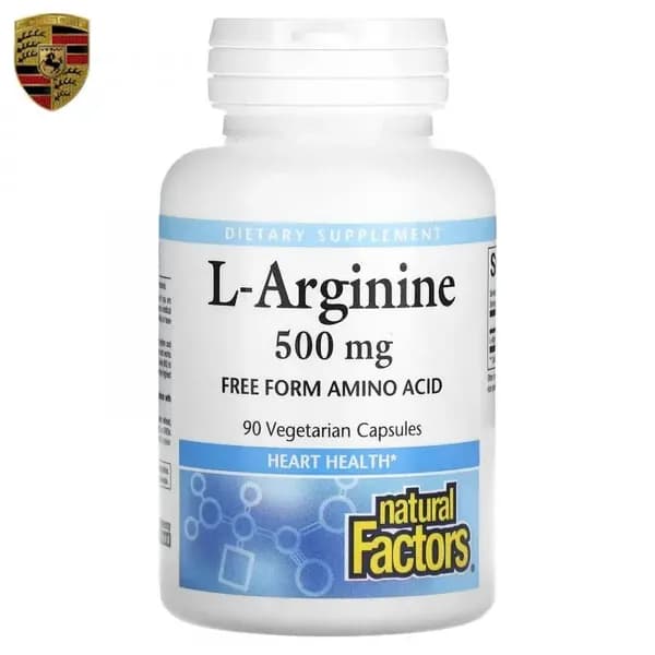 Natural Factors, L-аргинин, 500 мг, 90 вегетарианских капсул