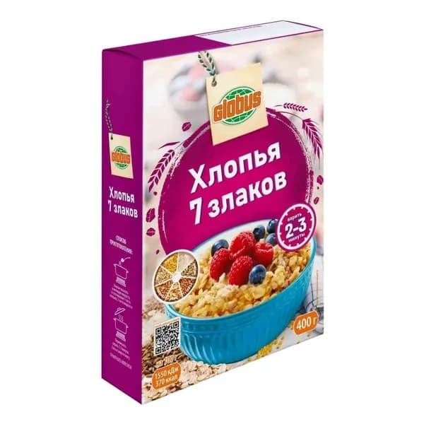 Хлопья 7 злаков Globus,400 г