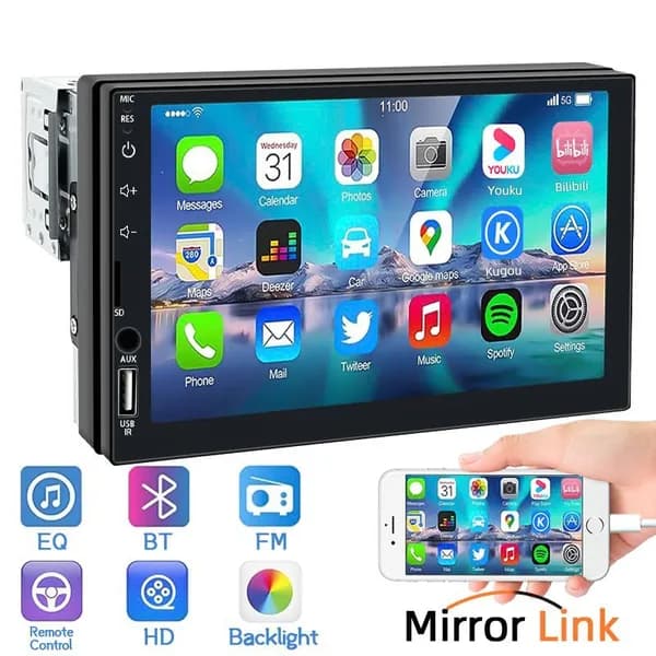HIPPCRON Устройство головное, диагональ: 7", 1 DIN, 0ГБ/0ГБ