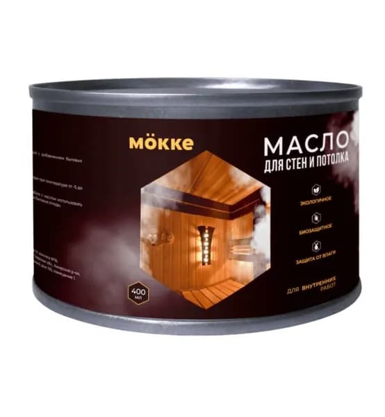 Масло для бань и саун Mokke. Стены и потолок. 0,4л.