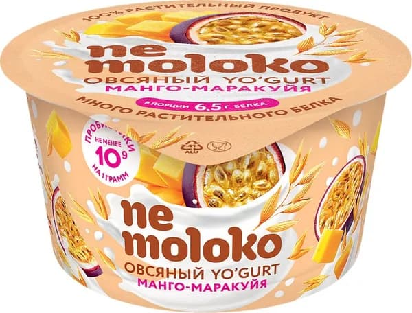 Продукт овсяный NEMOLOKO Yo'gurt Манго, маракуйя, 130г5шт