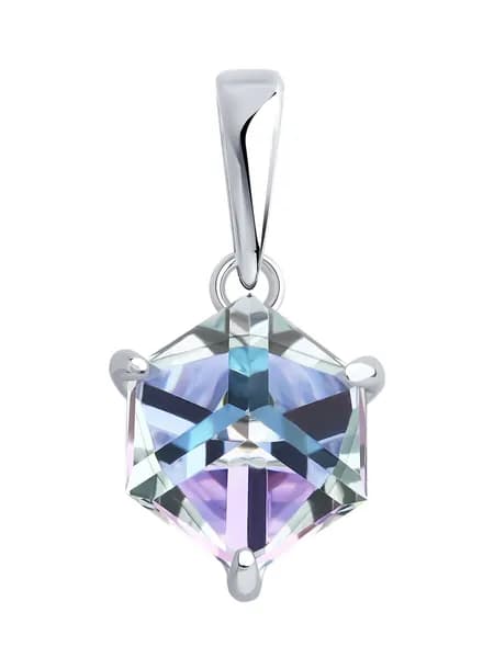 Подвеска серебряная 925 пробы на шею женская, кулон с кристаллом, серебро Diamant
