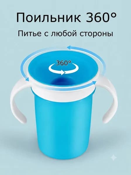 Поильник детский непроливайка 360, с ручками. Кружка стакан непроливайка для детей