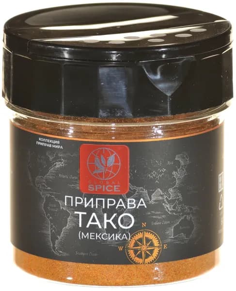Приправа Taко для мяса, говядины, для начинок лепешек (Мексика) Global Spice,Баночка с дозатором,60г