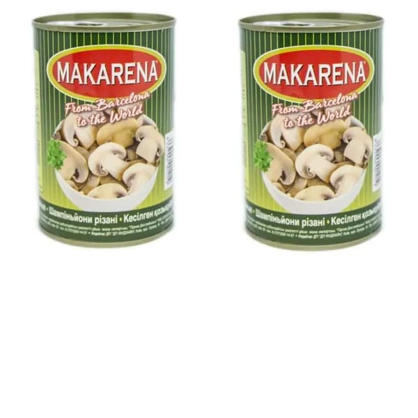 MAKARENA Грибы Шампиньоны резаные, консервированные, 425 мл,в комплекте 2 уп