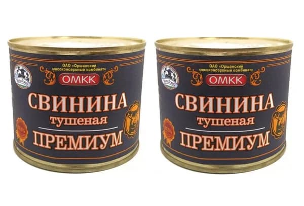 Свинина тушеная Премиум 98,5%, ОМКК, Беларусь, 525 г х 2шт