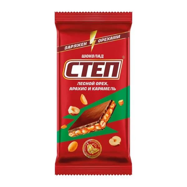 Шоколад Степ молочный с лесным орехом 80г