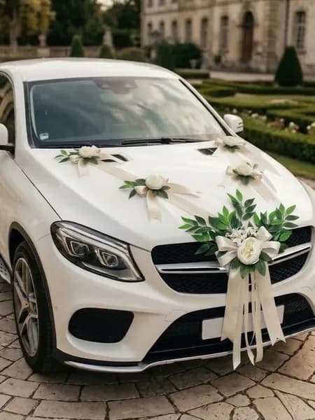 Украшение на свадебный автомобиль лента с цветами