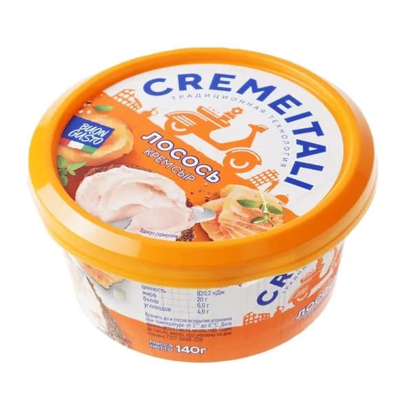 Крем-сыр творожный Cremeitali с Лососем 140г