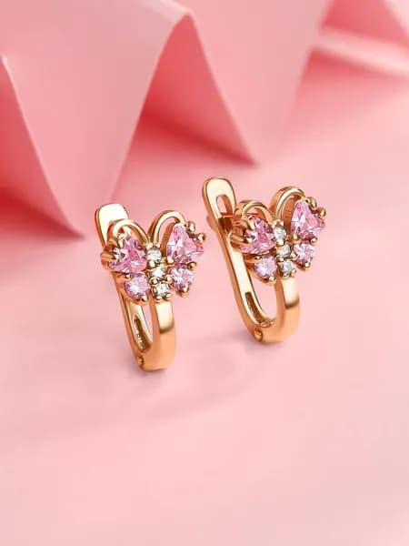 Детские серьги бабочки серебро 925 с фианитами