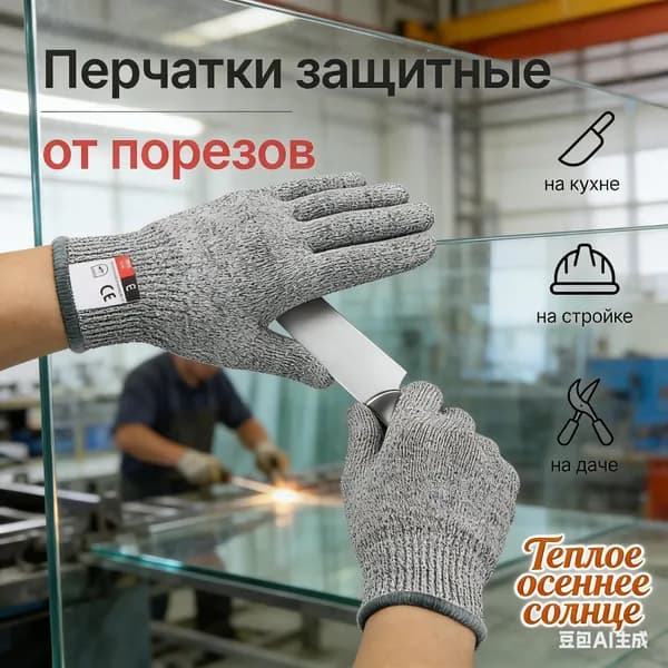 Перчатки защитные от порезов, многоцелевые рабочие перчатки для кухни и производства, комплект 2 пары