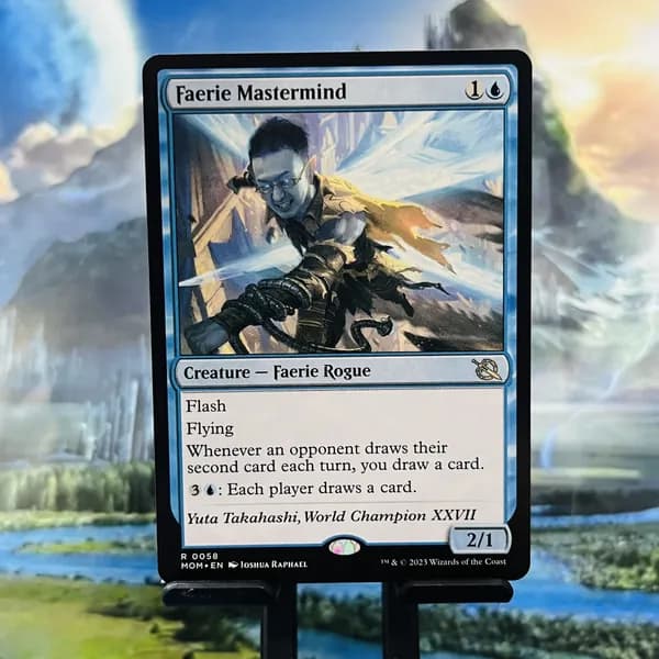 Кастомные прокси-карты Magic The Gathering, карты без фойла, выгодные скидочные цены Faerie Mastermind MOM 58