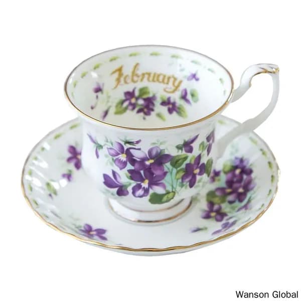 Чайная пара Royal Albert. Серия "Цветок месяца". Англия. Костяной фарфор. Клеймо 70-е гг. Сузуран в мае