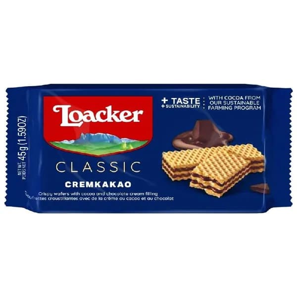 Вафли LOACKER CLASSIC Крем-какао 45г