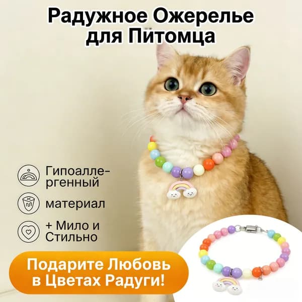 Милый ошейник-кулон для питомца в виде радуги, полимерная смола, глянцевое покрытие, безопасный и прочный, для кошек и мелких собак