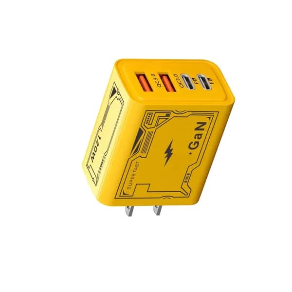 Большое зарядное устройство мощностью 120 Вт c двумя разъемами USB и PD Type C для обычной зарядки
