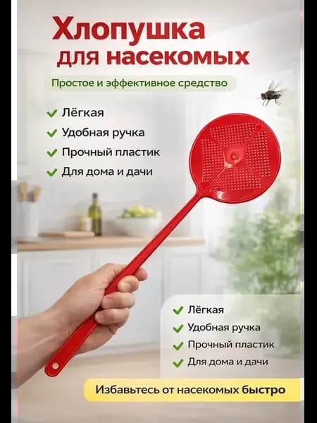 Мухобойка ручная пластиковая от мух хлопушка рандом 1шт