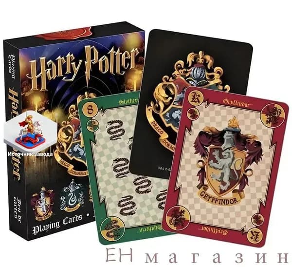 Карты игральные Гарри Поттер герб Хогвартс / Harry Potter college insignia колода 54шт