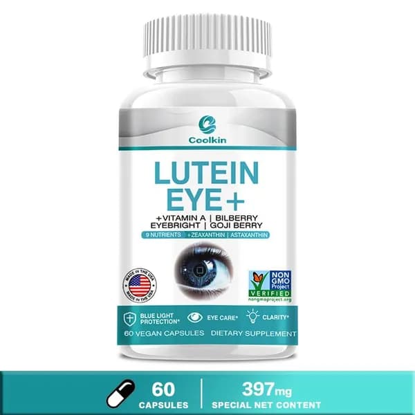 Капсулы COOLKIN Lutein Eye Care с лютеином - лютеин, витамин А, экстракт черники - снимают усталость глаз и защищают зрение