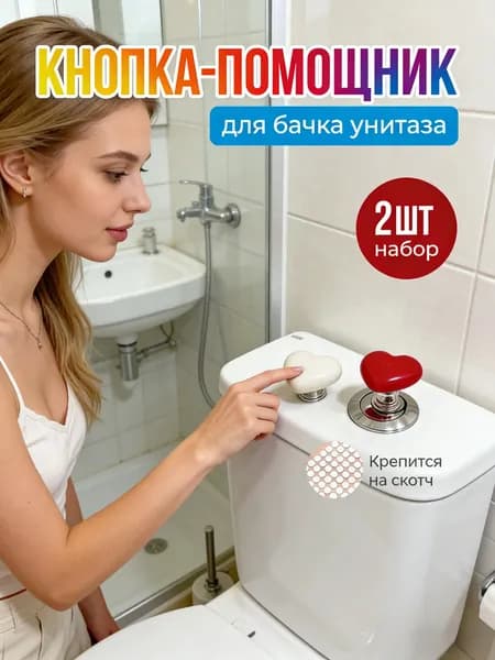 GEALFIS Кнопка-помощник для бачка унитаза в форме сердца 2 шт. для длинных ногтей (красная, белая) легкое нажатие, яркий декор ванной