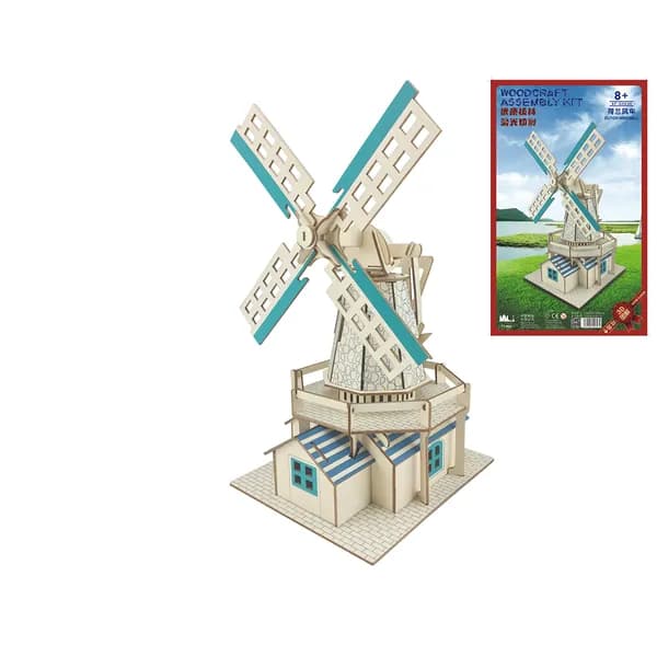 Обучающая деревянная 3d головоломка для детских игр с эффектным дизайном мельницы