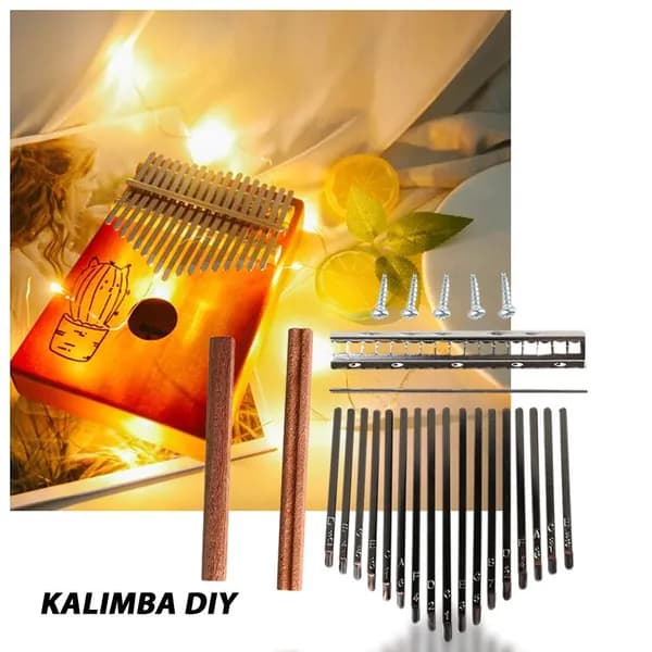 Калимба DIY-набор с 17 нотами, стальные пластины и деревянные подставки, гравировка клавиш