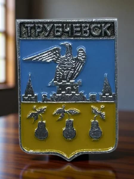 Знак СССР. Герб города Трубчевск, Брянская область. Орловская губерния. Геральдика. Алюминий. На булавке. Советский значок