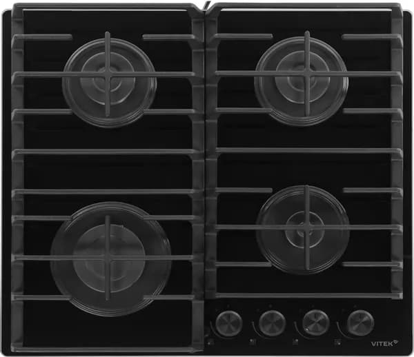 Варочная поверхность газовая Vitek, 4 конфорки, эмалированная сталь, цвет черный, (VGH 6420 BG)
