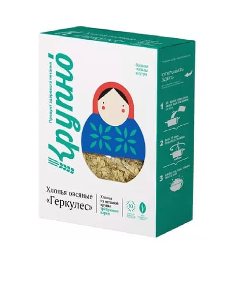 Хлопья овсяные КРУПНО Геркулес 3 шт. по 400 г, Россия